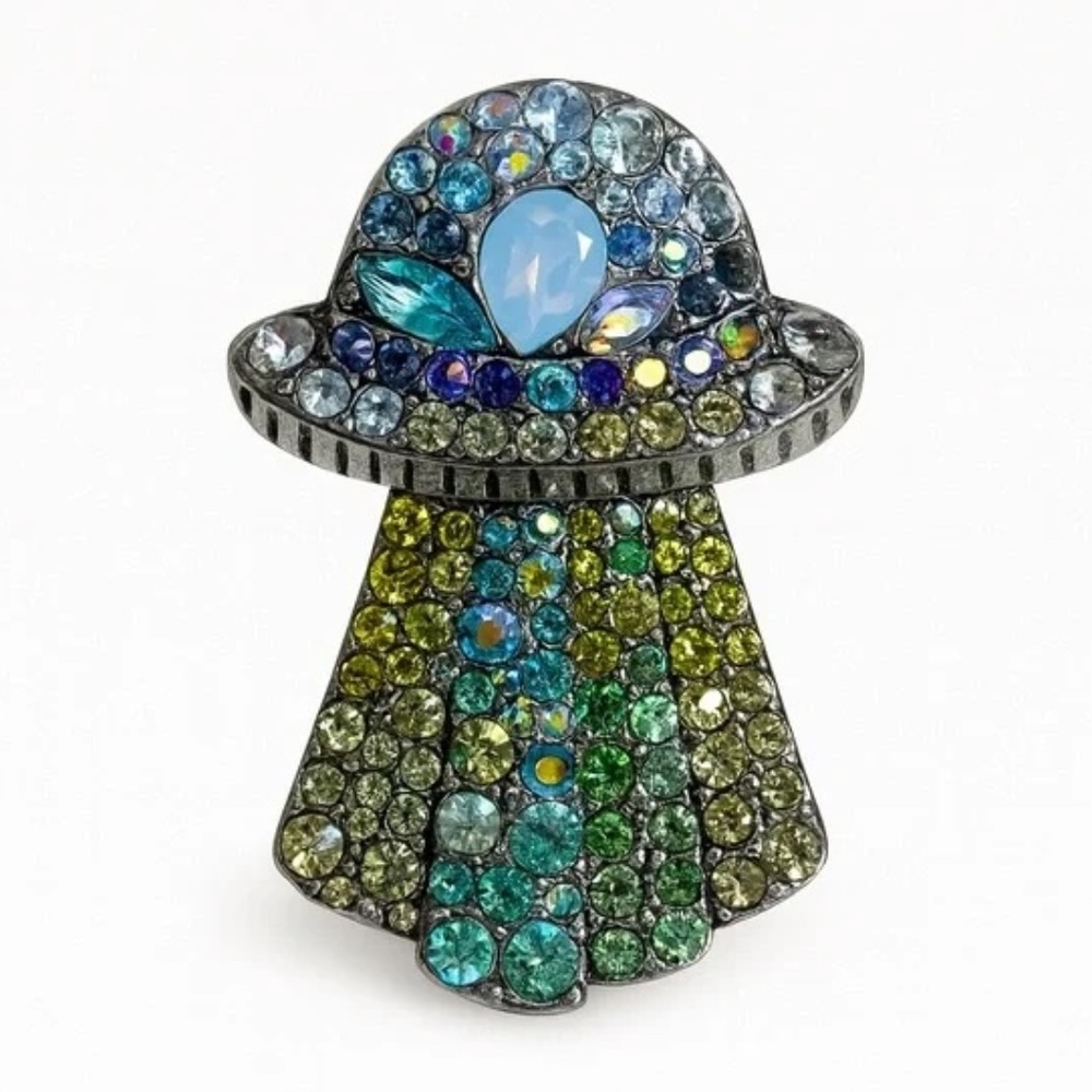 UFO Galaxy Cosmic Vibe 💫 Colorful Crystal Rhinestone Brooch